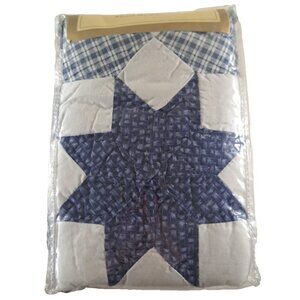 NEW Quilted Pillow Sham Winter Sky Blue White Hand Pieced Star Standard Sears